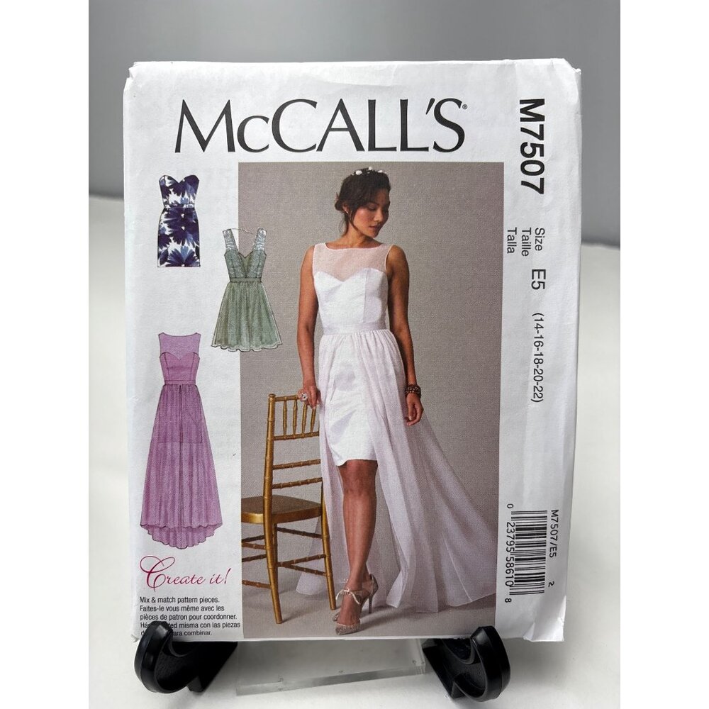 McCalls M7507 Misses Dress Pattern 14 16 18 20 22 Uncut Sewing Pattern Bridal &